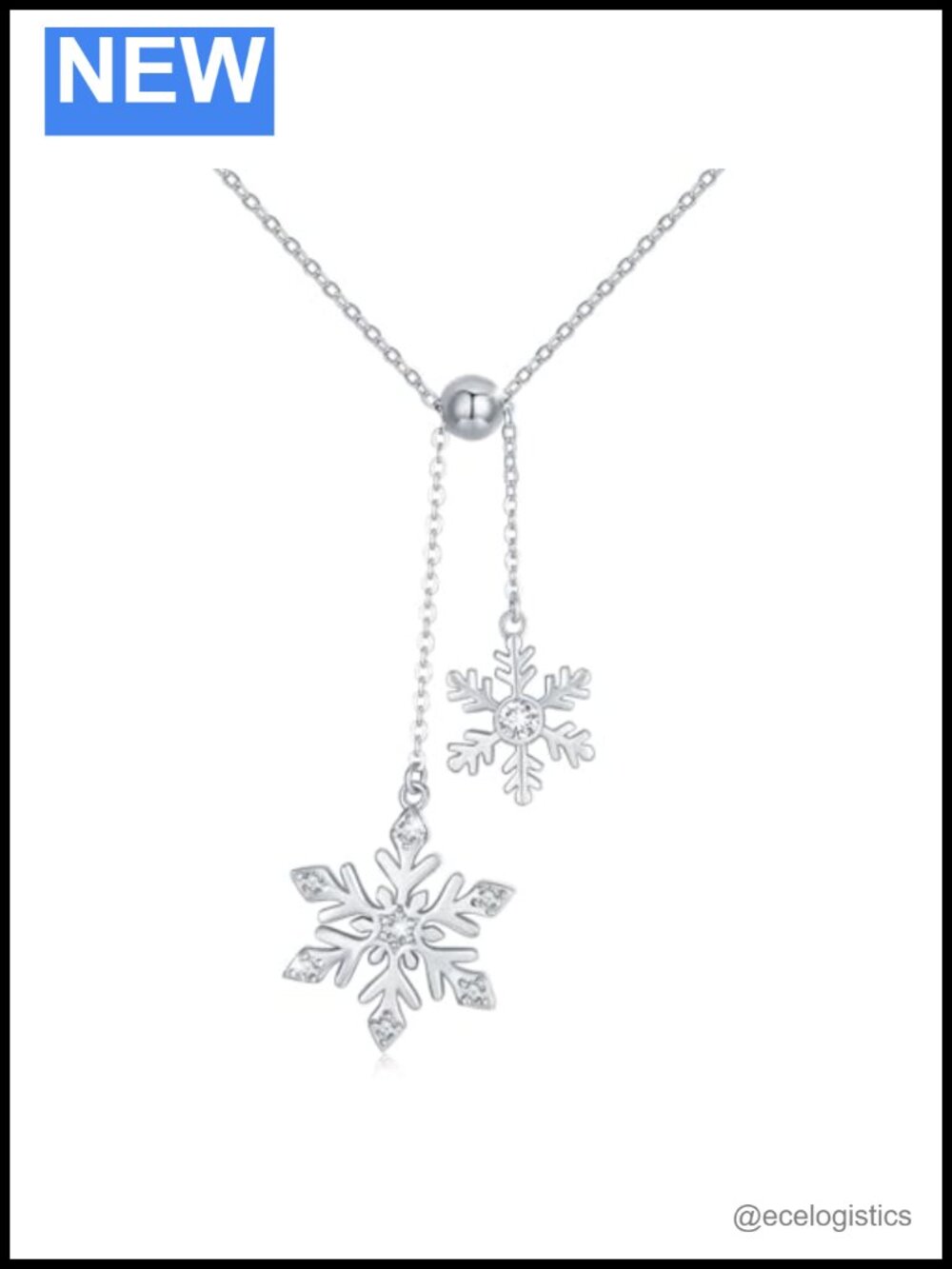 Sterling Silver Snowflake Necklace Cubic Zirconia Pendant Winter Jewelry